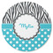 Dots & Zebra Round Rubber Backed Coaster (Personalized)