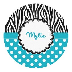 Dots & Zebra Round Decal - Small (Personalized)