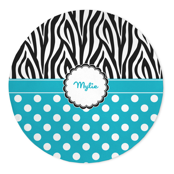 Custom Dots & Zebra 5' Round Indoor Area Rug (Personalized)