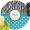 Dots & Zebra Round Linen Placemats - Front (w flowers)