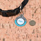 Dots & Zebra Round Pet ID Tag - Small - In Context