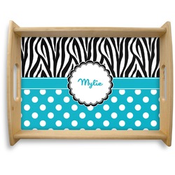 Dots & Zebra Natural Wooden Tray - Large (Personalized)