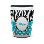 Dots & Zebra Ceramic Shot Glass - 1.5 oz - Two Tone - Set of 4 (Personalized)