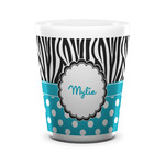 Dots & Zebra Ceramic Shot Glass - 1.5 oz - White - Single (Personalized)