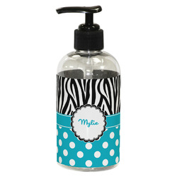 Dots & Zebra Plastic Soap / Lotion Dispenser (8 oz - Small - Black) (Personalized)