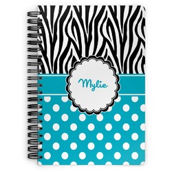 Dots & Zebra Spiral Notebook - 7x10 w/ Name or Text
