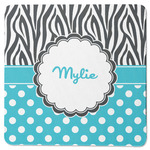 Dots & Zebra Square Rubber Backed Coaster (Personalized)