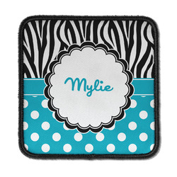 Dots & Zebra Iron On Square Patch w/ Name or Text