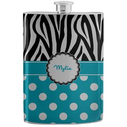 Dots & Zebra Stainless Steel Flask (Personalized)
