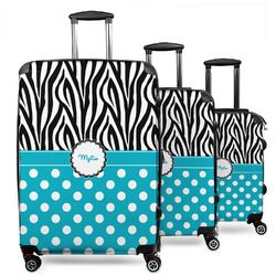 Dots & Zebra 3 Piece Luggage Set - 20" Carry On, 24" Medium Checked, 28" Large Checked (Personalized)