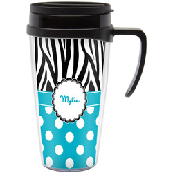 Dots & Zebra Acrylic Travel Mug with Handle (Personalized)
