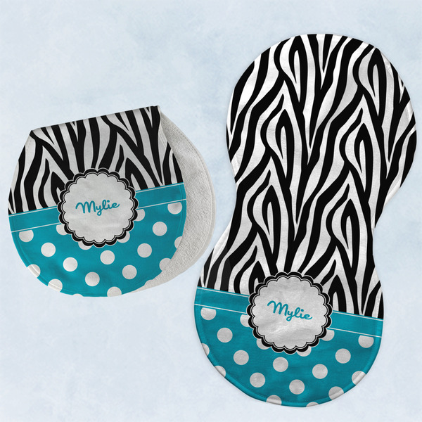 Custom Dots & Zebra Burp Pads - Velour - Set of 2 w/ Name or Text