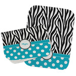 Dots & Zebra Burp Cloths - Fleece - Set of 2 w/ Name or Text