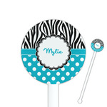 Dots & Zebra 5.5" Round Plastic Stir Sticks - White - Double Sided (Personalized)