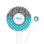 Dots & Zebra 7" Round Plastic Stir Sticks - White - Double Sided (Personalized)