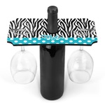 Dots & Zebra Wine Bottle & Glass Holder (Personalized)