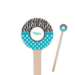 Dots & Zebra 7.5" Round Wooden Stir Sticks - Single Sided (Personalized)