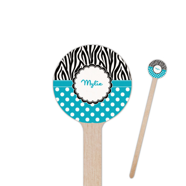 Custom Dots & Zebra 7.5" Round Wooden Stir Sticks - Single Sided (Personalized)