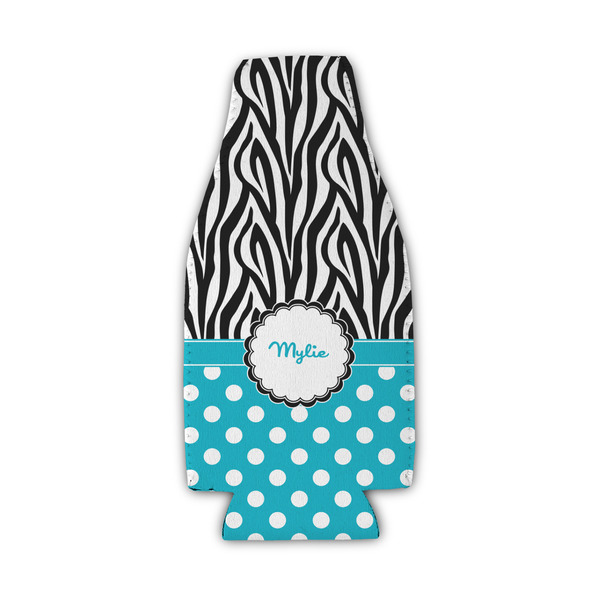 Custom Dots & Zebra Zipper Bottle Cooler (Personalized)