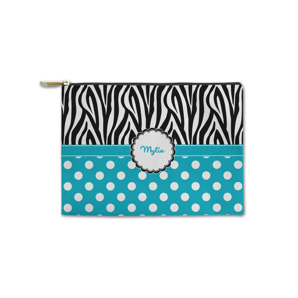 Custom Dots & Zebra Zipper Pouch - Small - 8.5"x6" (Personalized)