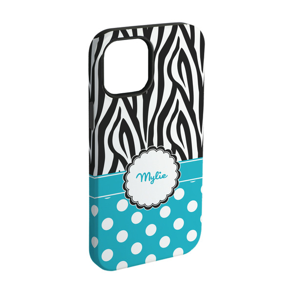 Custom Dots & Zebra iPhone Case - Rubber Lined - iPhone 15 Pro (Personalized)