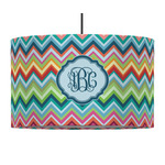 Retro Chevron Monogram 12" Drum Pendant Lamp - Fabric