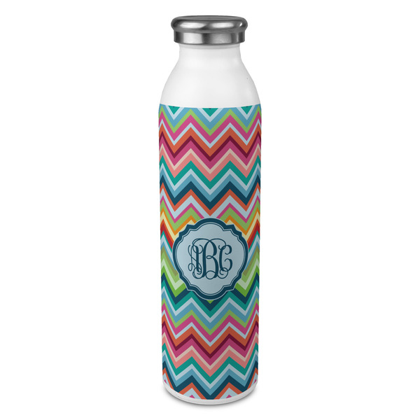 Custom Retro Chevron Monogram 20oz Stainless Steel Water Bottle - Full Print