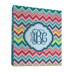 Retro Chevron Monogram 3 Ring Binder - Full Wrap - 1"