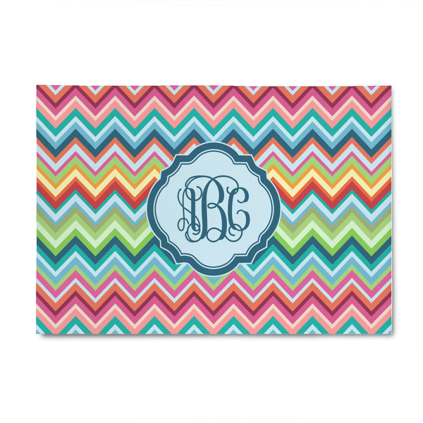 Custom Retro Chevron Monogram 4' x 6' Patio Rug