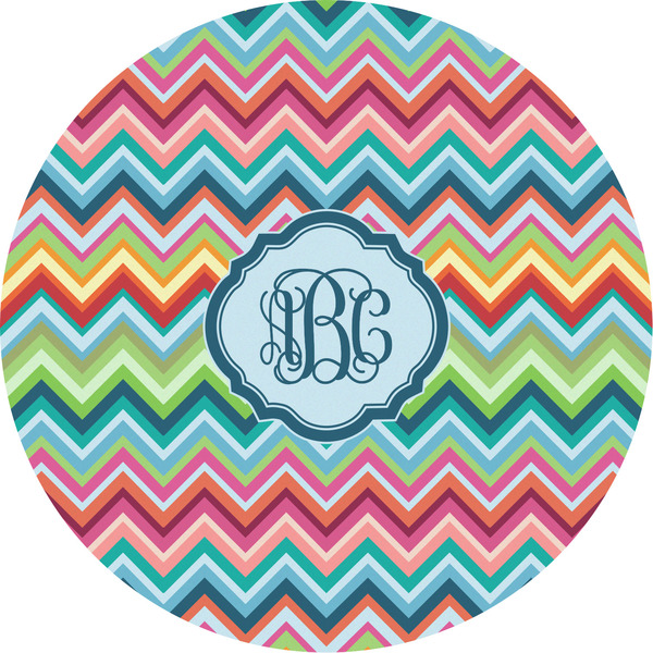 Custom Retro Chevron Monogram Multipurpose Round Labels - 5"