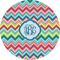 Retro Chevron Monogram 5" Multipurpose Round Label - Single Sticker