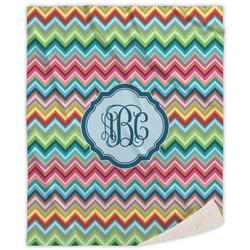 Retro Chevron Monogram Sherpa Throw Blanket - 50"x60" (Personalized)