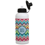 Retro Chevron Monogram Water Bottles - Aluminum - 20 oz - White