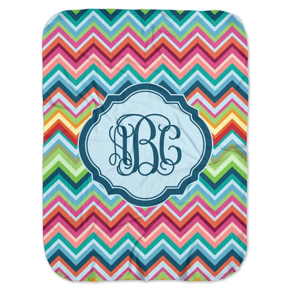 Custom Retro Chevron Monogram Baby Swaddling Blanket (Personalized)