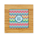 Retro Chevron Monogram Bamboo Trivet with Ceramic Tile Insert