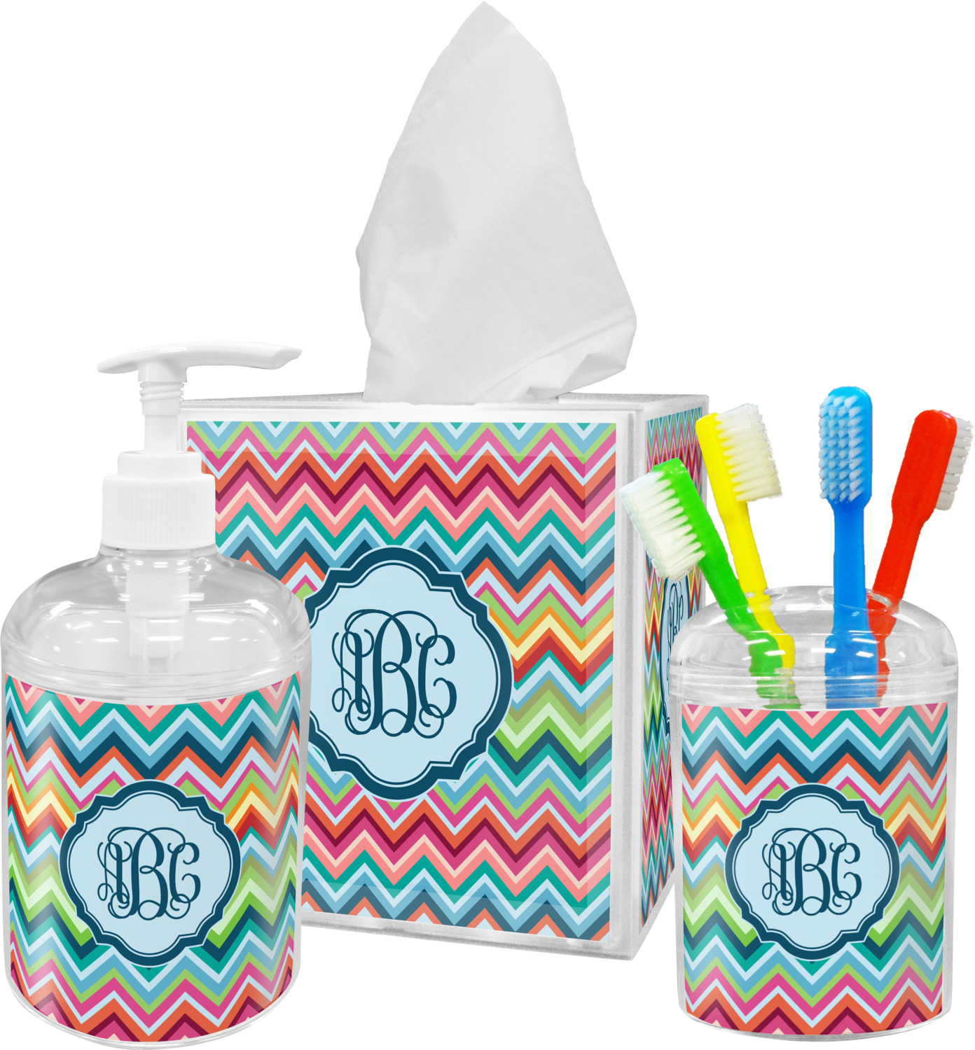 Retro Chevron Monogram Acrylic Soap & Lotion Bottle - YouCustomizeIt