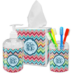 Retro Chevron Monogram Acrylic Bathroom Accessories Set