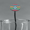 Retro Chevron Monogram Black Plastic 7" Stir Stick - Oval - Main