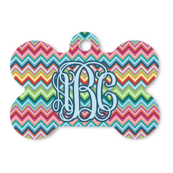 Custom Retro Chevron Monogram Bone Shaped Dog ID Tag