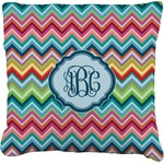 Retro Chevron Monogram Faux-Linen Throw Pillow 18" (Personalized)