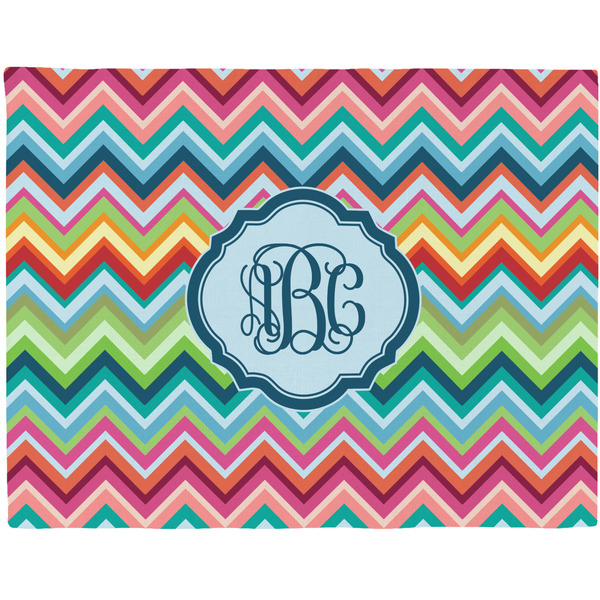 Custom Retro Chevron Monogram Woven Fabric Placemat - Twill