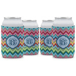 Retro Chevron Monogram Can Cooler (12 oz) - Set of 4