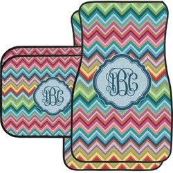 Retro Chevron Monogram Car Floor Mats Set - 2 Front & 2 Back (Personalized)