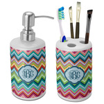 Retro Chevron Monogram Ceramic Bathroom Accessories Set