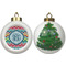 Retro Chevron Monogram Ceramic Christmas Ornament - X-Mas Tree (APPROVAL)