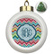 Retro Chevron Monogram Ceramic Christmas Ornament - Xmas Tree (Front View)