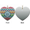 Retro Chevron Monogram Ceramic Flat Ornament - Heart Front & Back (APPROVAL)