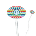 Retro Chevron Monogram 7" Oval Plastic Stir Sticks - Clear