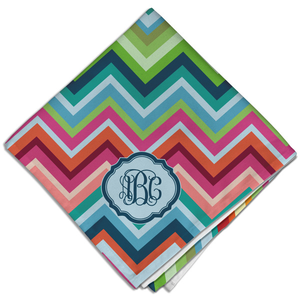 Custom Retro Chevron Monogram Cloth Dinner Napkin - Single