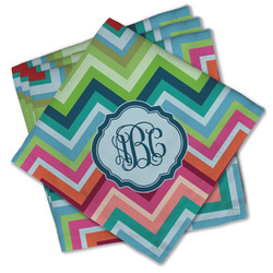 Retro Chevron Monogram Cloth Cocktail Napkins - Set of 4